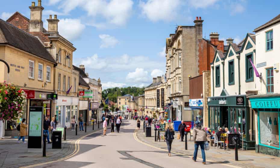 Chippenham high street with people shopping