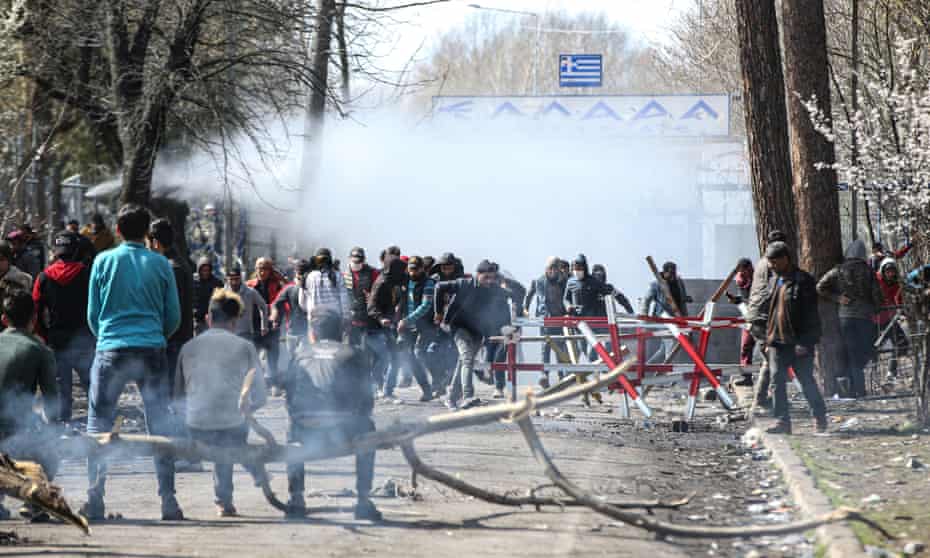 Teargas at a barrier