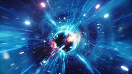 A 3D illustration of a wormhole in space