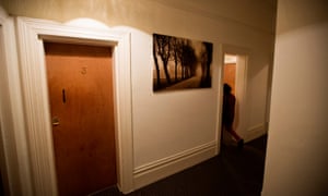 Doors to rooms at a temporary accommodation block in Lambeth, south London