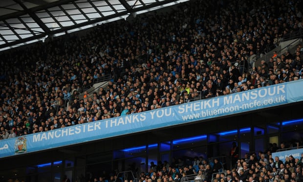A banner at Manchester City thanking the owner Sheikh Mansour in 2011.