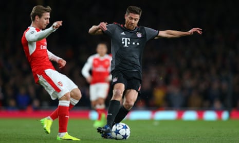 Xabi Alonso of Bayern Munich in action during the Champions League game against Arsenal this week.