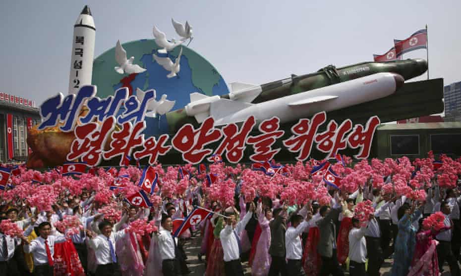 North Koreans with missile models