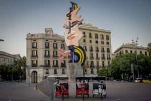 Rickshaw drivers wait for customers in Barcelona, Spain, on 31 July 2020.