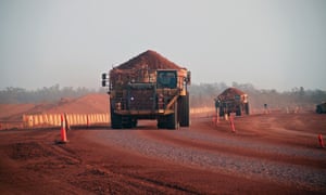 A haulage truck carrying bauxite at a Queensland mine