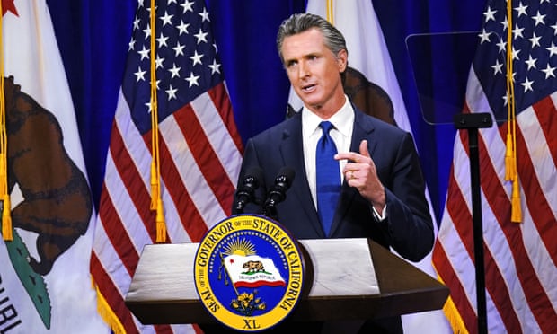 Gavin Newsom delivers his State of the State address in Sacramento, California, in March. 