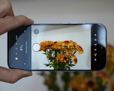 The iPhone 18 Pro camera app showing the new aperture control settings