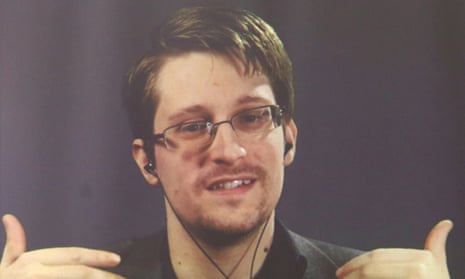Edward Snowden speaks via video link during a conference at University of Buenos Aires Law School, Argentina. 