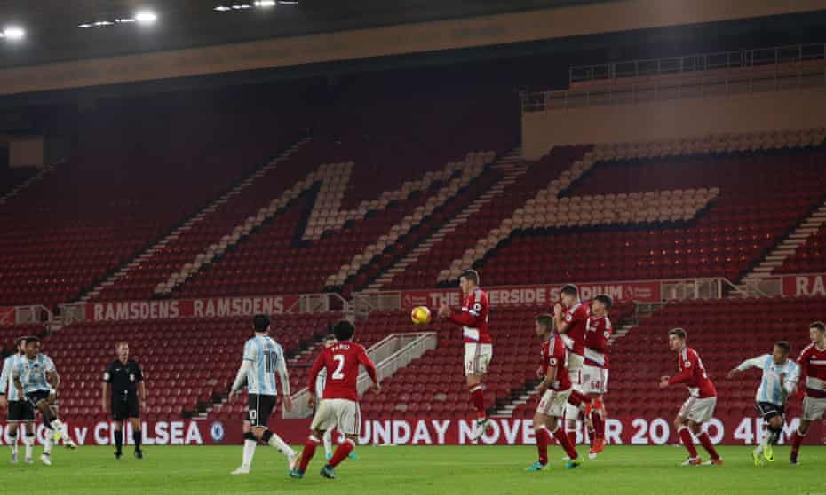 Not pictured: the 308 fans that turned up to see Middlesbrough take on Shrewsbury at the Riverside.