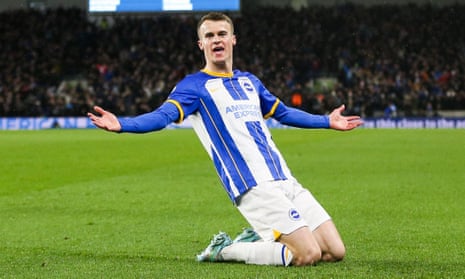 Solly March celebrates scoring Brighton’s winner against Crystal Palace