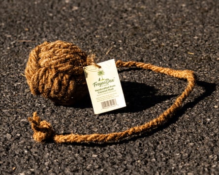 a brown rope toy on ground
