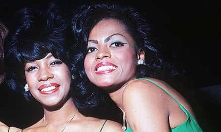 All smiles in 1965 … L to R, Mary Wilson and Diana Ross in the Supremes’ heyday.