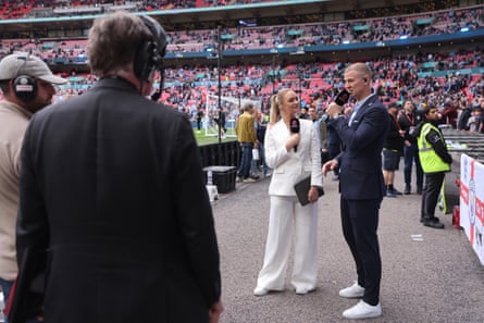 Joe Hart and Laura Woods working for TNT Sports at the FA Cup final.
