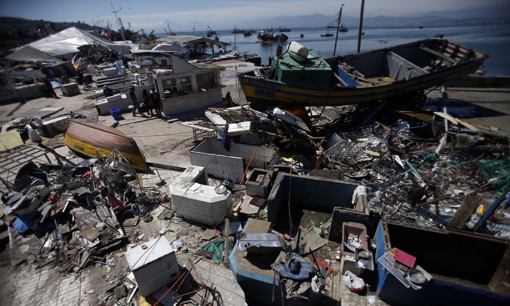 Several coastal towns in Chile, including Coquimbo, were flooded from tsunami waves set off by the recent earthquake.