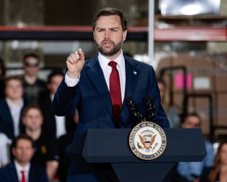 JD Vance delivers remarks at a manufacturing facility in Auburn Hills, Michigan, 18 March 2026.