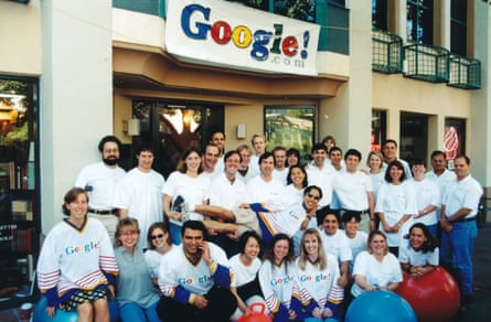 A team-photo of members of the growing Google team in Palo Alto, California, before the move to Mountain View.