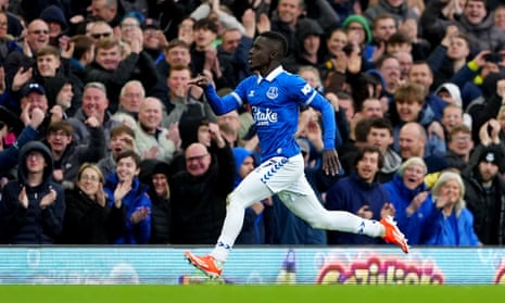 Idrissa Gueye shows his delight after scoring the winner.