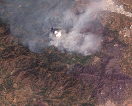 Satellite image of the fire in Castellon province, Spain