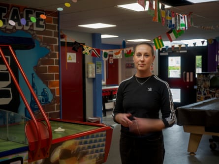 Zoë Carassik, CEO of Pie Factory Music, inside a youth centre with pool table and other arcade-style games.