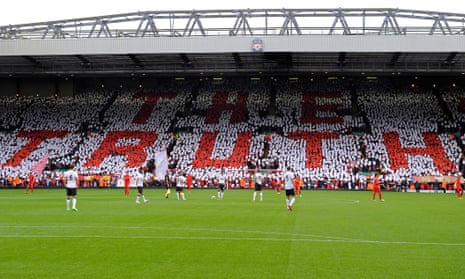 A mosaic by Liverpool fans before a home game in 2012.