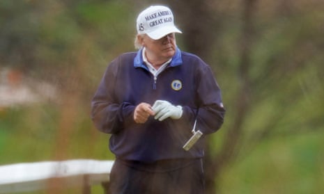 Donald Trump plays golf in Sterling, Virginia.