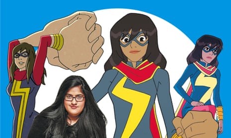 ‘What a gift’ … Bisha K Ali with some of the cartoon versions of Ms Marvel.