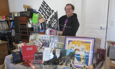 Jacques Volcouve with his Beatles collection last week.