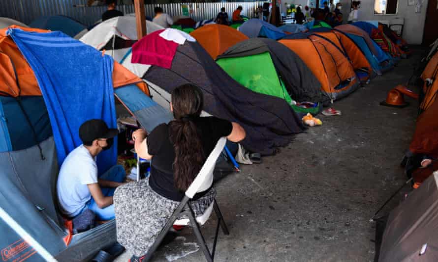 Families with children live in the Movimiento Juventud 2000 shelter with refugee migrants from Central and South American countries including Honduras and Haiti seeking asylum in the United States, as Title 42 and Remain In Mexico border restrictions continue, in Tijuana, Baja California state, Mexico on April 9, 2022.