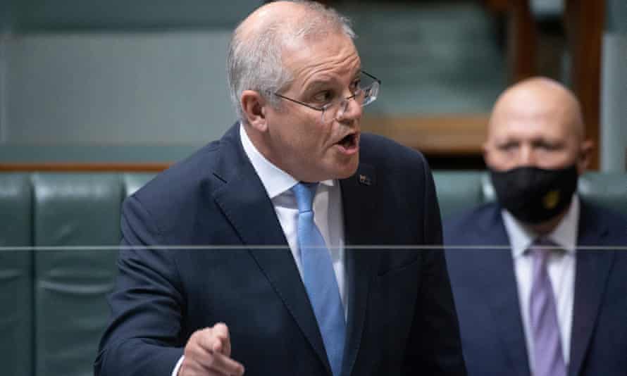 Australian prime minister Scott Morrison in parliament