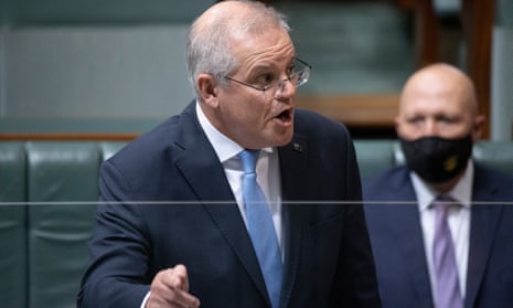 Australian prime minister Scott Morrison in parliament