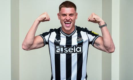 Harvey Barnes poses after signing for Newcastle at Ritz Carlton Hotel in Philadelphia.