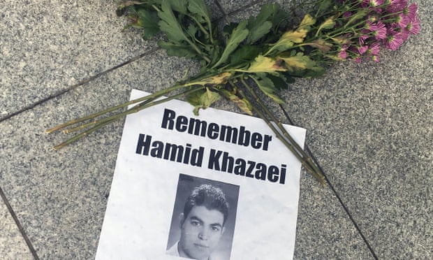 A small memorial to Hamid Kehazaei outside Brisbane magistrates court.