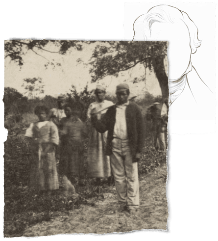 Previously enslaved people on their way to work in a cotton field on St Helena Island, circa 1863-66.