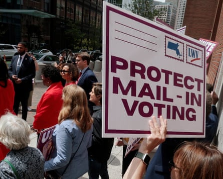 A protes tover voting authorities successful Boston, Massachusetts.