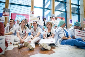 Den Bosch, Netherlands: staff of the Jeroen Bosch hospital take part in industrial action to demand a pay rise and reduced workload