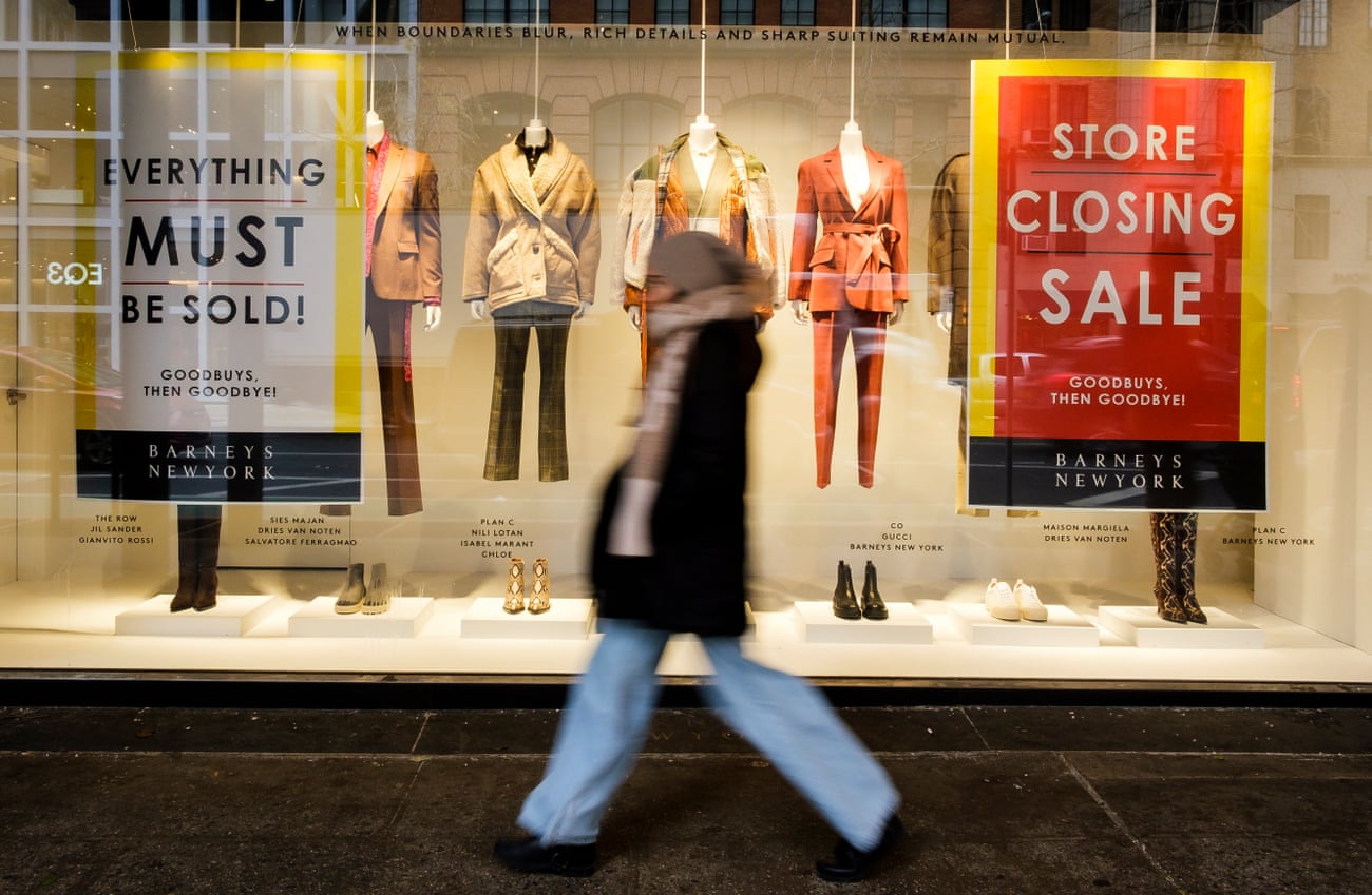 Closing signs in the window of Barneys in New York, New York, in November 2019. 