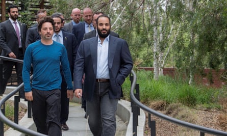 Crown Prince of Saudi Arabia Mohammed bin Salman meets with Google co-founder Sergey Brin in California.