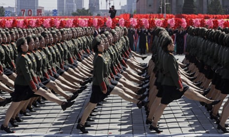 Soldiers during a parade for the 70th anniversary of North Korea’s founding day in Pyongyang on Sunday.