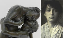 Camille Claudel, the French sculptor, and one of her works, L’Abandon.