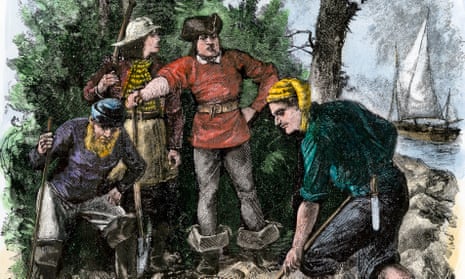An artist’s depiction of sailors digging for Captain Kidd’s treasure.