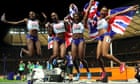 Dina Asher-Smith snatches victory for 4x100m relay team to claim third gold