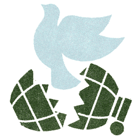 White dove emerging from a broken grenade #455638