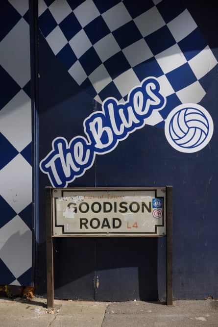 A road sign for Goodison Road near Goodison Park.