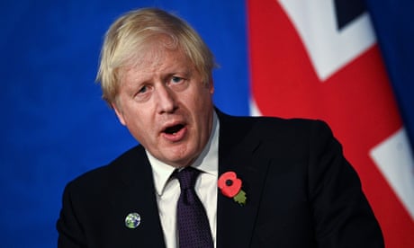 Boris Johnson at a news conference after the UN Climate Change Conference (Cop26).