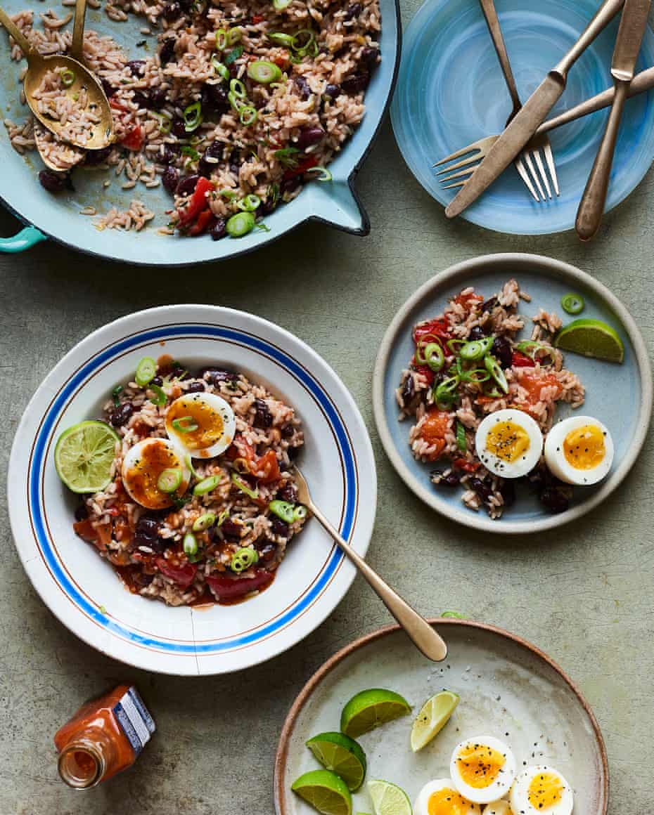 Georgina Hayden's red pepper, kidney beans and coconut rice.
