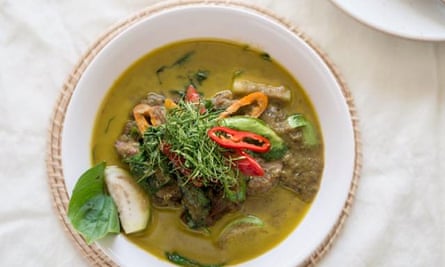 Dish of braised beef in green curry at Baan, Bangkok