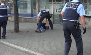 Police arrest a man in Reutilingen, Germany.