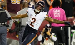 Chicago Bears wide receiver DJ Moore finished with 230 yards and three touchdowns on a career night.