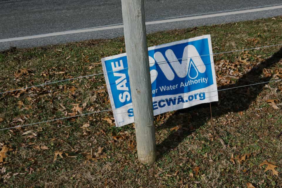 A lawn sign reading "Save Octoraro Reservoir" in support of the Chester Water Authority is seen near the Octoraro Reservoir in Kirkwood, Pennsylvania on Tuesday, January 11, 2022.