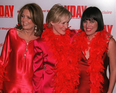 Gloria Steinem, Glenn Close and V at a V-Day benefit performance of The Vagina Monologues in New York, 2001.